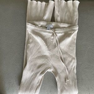 Top Shop Pants | Cream Ribbed Flare Pants